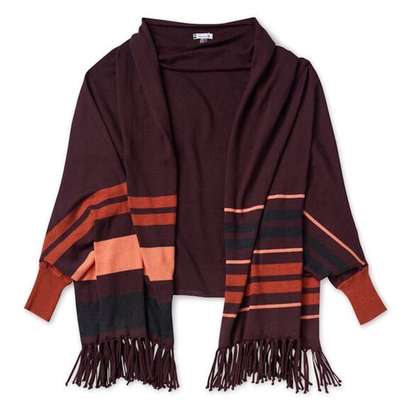 SMARTWOOL Women's Shadow Pine Scarf Wrap Poncho Merino Wool Woodsmoke Heather - Picture 2 of 12